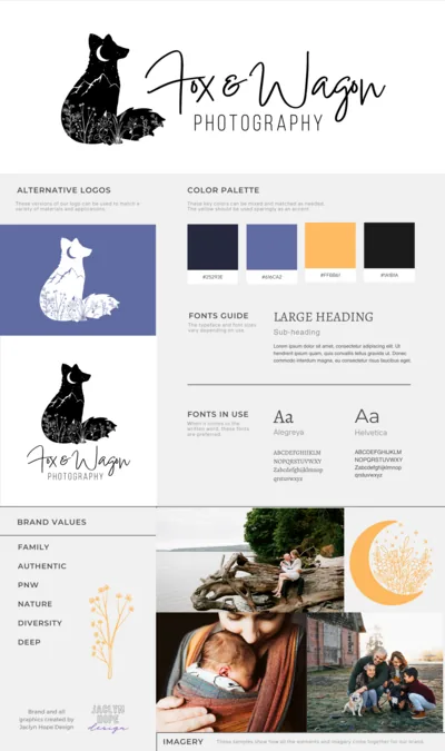 Brand board for a recent Jaclyn Hope Design client