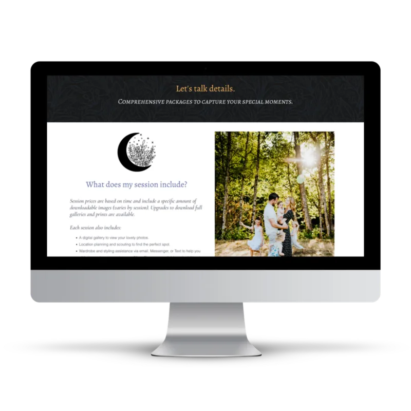 Web design example for Jaclyn Hope Design